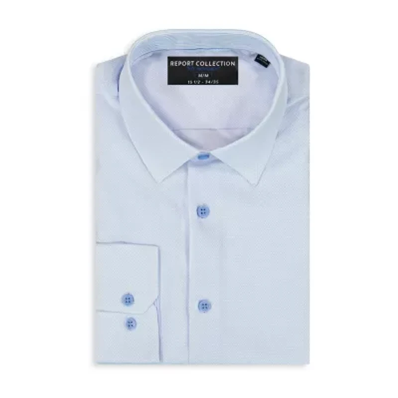 Report Collection Performance Mens Long Sleeve Modern Fit Wrinkle Free Button-Down Shirt
