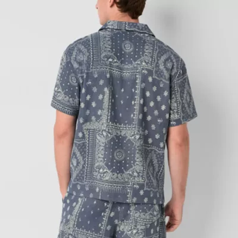 Arizona Mens Textured Camp Shirt
