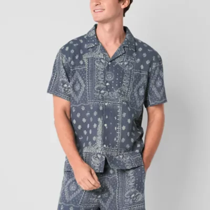 Arizona Mens Textured Camp Shirt