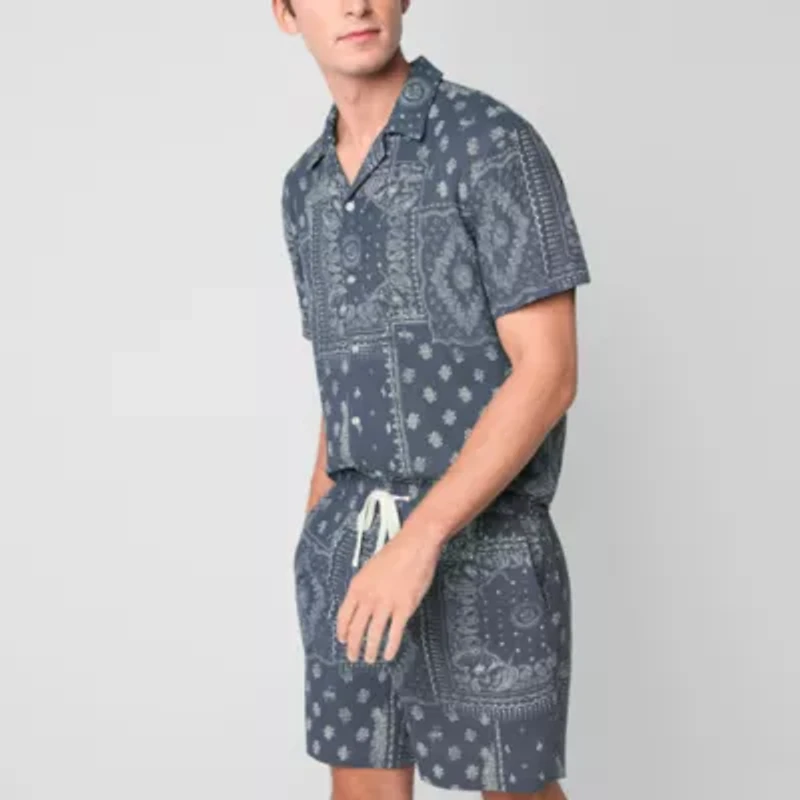 Arizona Mens Textured Camp Shirt