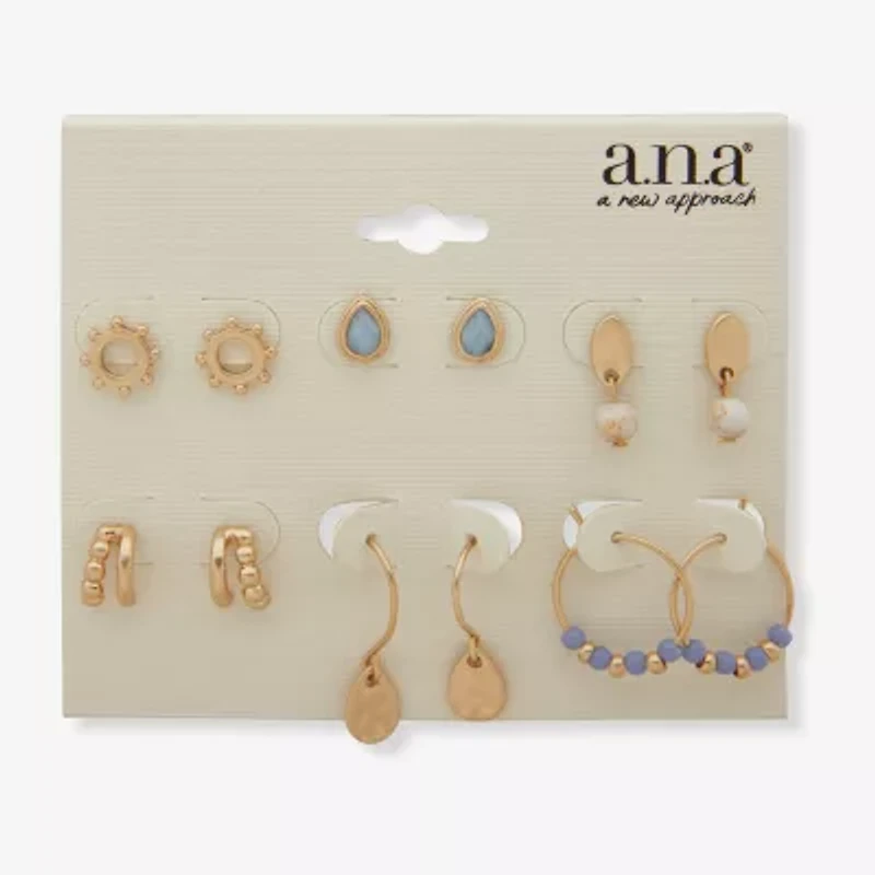 a.n.a Womens 6 Pair Earring Set