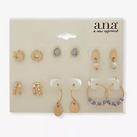 a.n.a Womens 6 Pair Earring Set