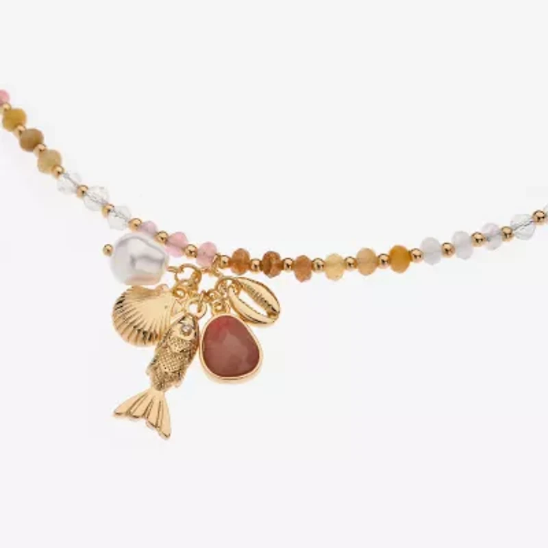 Bijoux Bar Womens Glass 18 1/2 Inch Pendant Necklace