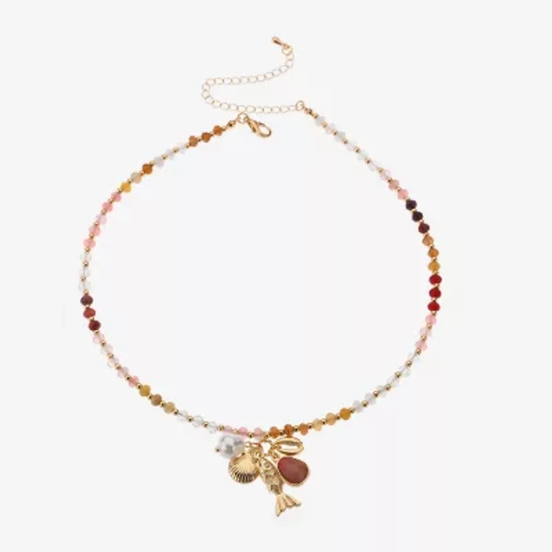 Bijoux Bar Womens Glass 18 1/2 Inch Pendant Necklace