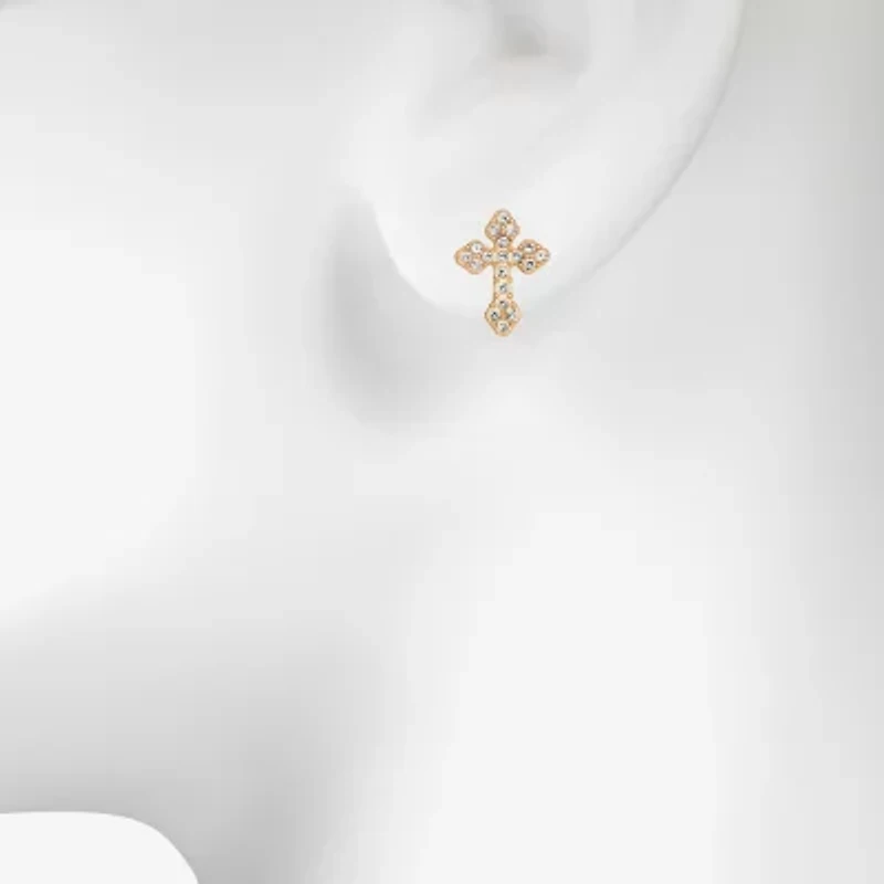 Bijoux Bar Delicates Womens Glass Cross Drop Earrings