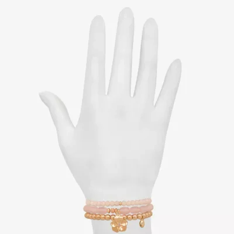 Bijoux Bar Delicates Womens 3-pc. Glass Bracelet Set