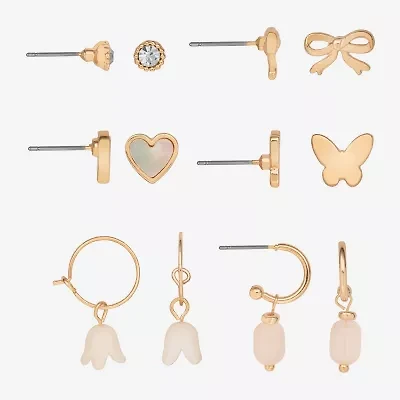 Bijoux Bar Delicates Womens Glass Butterfly 6 Pair Earring Set