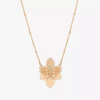 Bijoux Bar Delicates Womens White Glass Flower 16 Inch Pendant Necklace