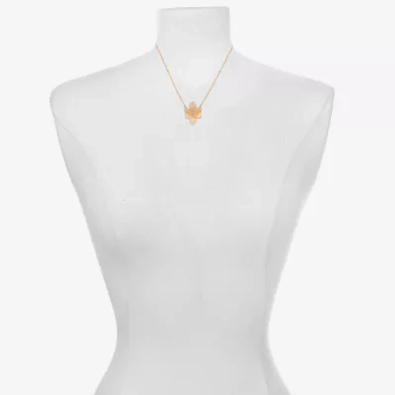 Bijoux Bar Delicates Womens White Glass Flower 16 Inch Pendant Necklace