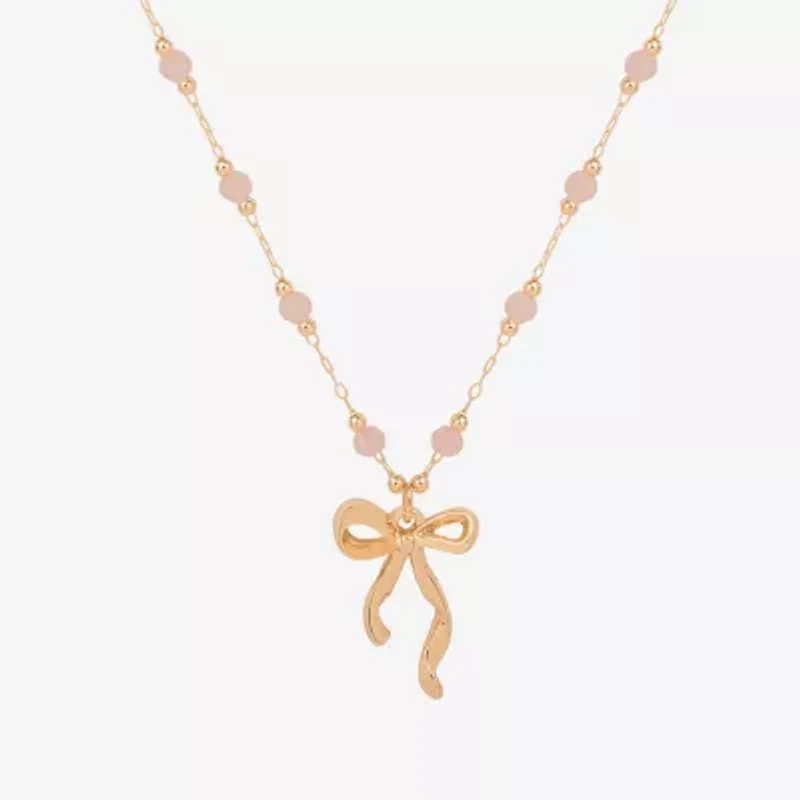 Bijoux Bar Delicates Womens Bow 16 Inch Pendant Necklace