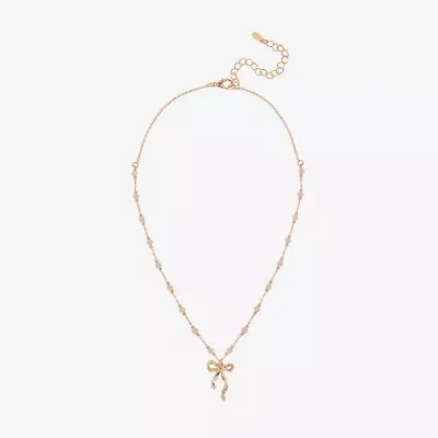 Bijoux Bar Delicates Womens Bow 16 Inch Pendant Necklace