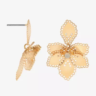 Bijoux Bar Delicates Womens White Opal Flower Drop Earrings