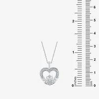 Limited Quantities! Womens 1/10 CT. T.W. Natural White Diamond Sterling Silver Claddagh 18 Inch Pendant Necklace