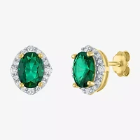 Womens Simulated Green Emerald 14K Gold Over Silver Oval 3-pc. Jewelry Set