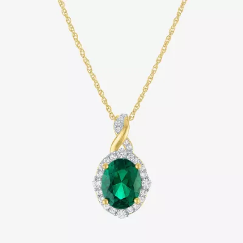 Womens Simulated Green Emerald 14K Gold Over Silver Oval 3-pc. Jewelry Set