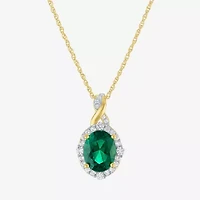 Womens Simulated Green Emerald 14K Gold Over Silver Oval 3-pc. Jewelry Set