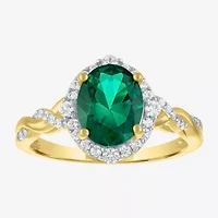 Womens Simulated Green Emerald 14K Gold Over Silver Oval 3-pc. Jewelry Set