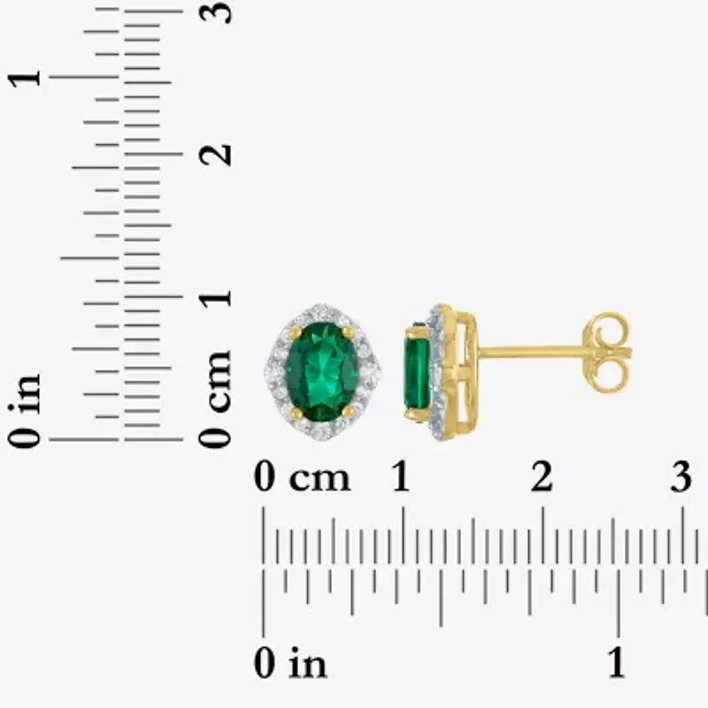 Womens Simulated Green Emerald 14K Gold Over Silver Oval 3-pc. Jewelry Set