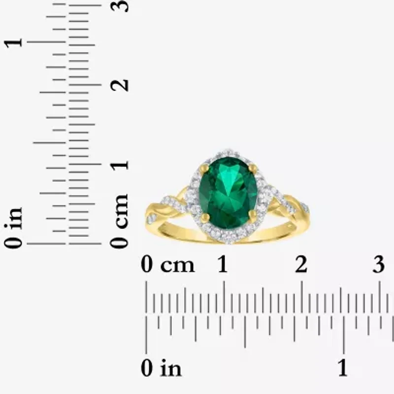 Womens Simulated Green Emerald 14K Gold Over Silver Oval 3-pc. Jewelry Set