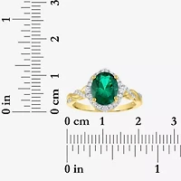 Womens Simulated Green Emerald 14K Gold Over Silver Oval 3-pc. Jewelry Set