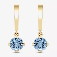 Lab Created or Genuine Gemstone 14K Gold Over Silver Sterling Round Drop Earrings