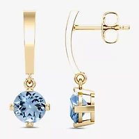 Lab Created or Genuine Gemstone 14K Gold Over Silver Sterling Round Drop Earrings