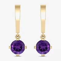 Lab Created or Genuine Gemstone 14K Gold Over Silver Sterling Round Drop Earrings