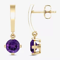 Lab Created or Genuine Gemstone 14K Gold Over Silver Sterling Round Drop Earrings