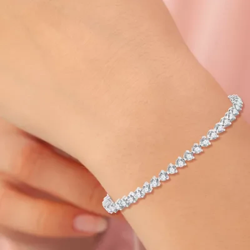 (F / Si1-Si2) Womens 4 CT. T.W. Lab Grown White Diamond 10K Gold 7 Inch Tennis Bracelet