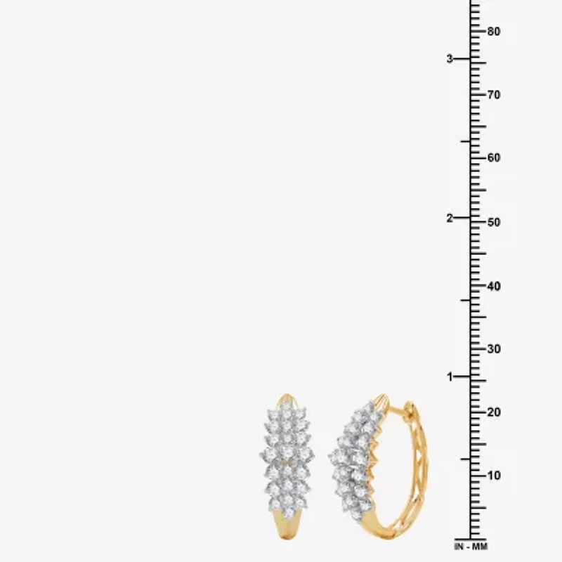Womens 2 CT. T.W. Lab Grown White Diamond 10K Gold 22.7mm Hoop Earrings