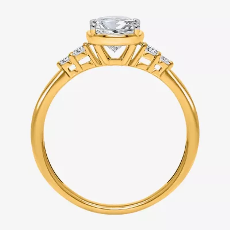 (I / Si2) Womens 2 1/7 Ct. T.W. Lab Grown White Diamond 10K Gold Cushion Engagement Ring