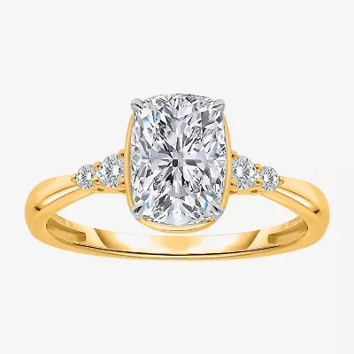 (I / Si2) Womens 2 1/7 Ct. T.W. Lab Grown White Diamond 10K Gold Cushion Engagement Ring