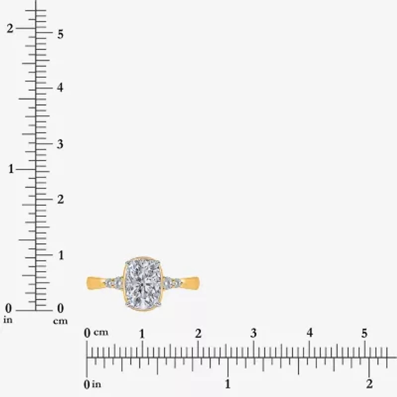 (I / Si2) Womens 2 1/7 Ct. T.W. Lab Grown White Diamond 10K Gold Cushion Engagement Ring