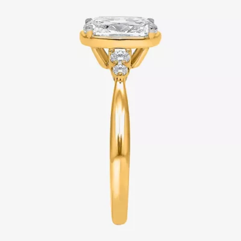 (I / Si2) Womens 2 1/7 Ct. T.W. Lab Grown White Diamond 10K Gold Cushion Engagement Ring