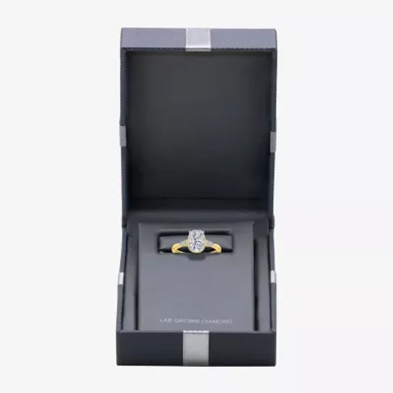 (I / Si2) Womens 2 1/7 Ct. T.W. Lab Grown White Diamond 10K Gold Cushion Engagement Ring