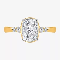 (I / Si2) Womens 2 1/7 Ct. T.W. Lab Grown White Diamond 10K Gold Cushion Engagement Ring