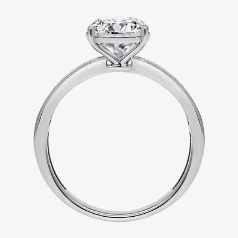 (I / Si2) Womens 2 1/4 CT. T.W. Lab Grown White Diamond 10K Gold Round Side Stone Engagement Ring