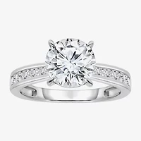 (I / Si2) Womens 2 1/4 CT. T.W. Lab Grown White Diamond 10K Gold Round Side Stone Engagement Ring