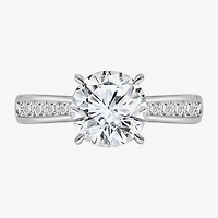 (I / Si2) Womens 2 1/4 CT. T.W. Lab Grown White Diamond 10K Gold Round Side Stone Engagement Ring