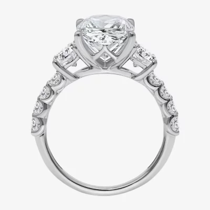 Signature By Modern Bride (I / Si2) Womens 6 3/8 Ct. T.W. Lab Grown White Diamond 14K Gold Cushion Side Stone Engagement Ring