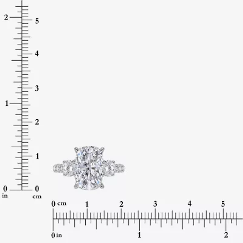 Signature By Modern Bride (I / Si2) Womens 6 3/8 Ct. T.W. Lab Grown White Diamond 14K Gold Cushion Side Stone Engagement Ring