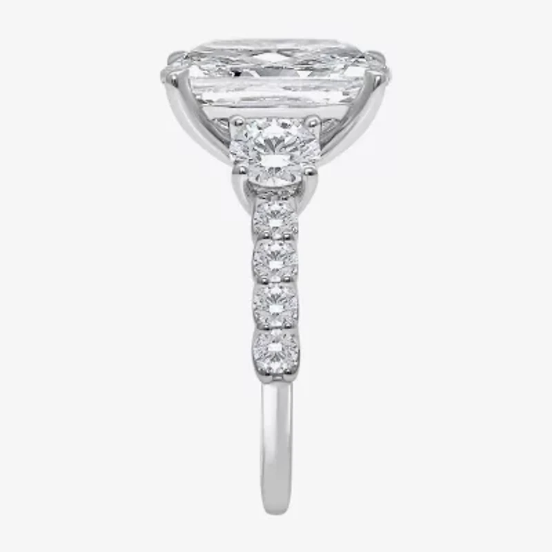 Signature By Modern Bride (I / Si2) Womens 6 3/8 Ct. T.W. Lab Grown White Diamond 14K Gold Cushion Side Stone Engagement Ring