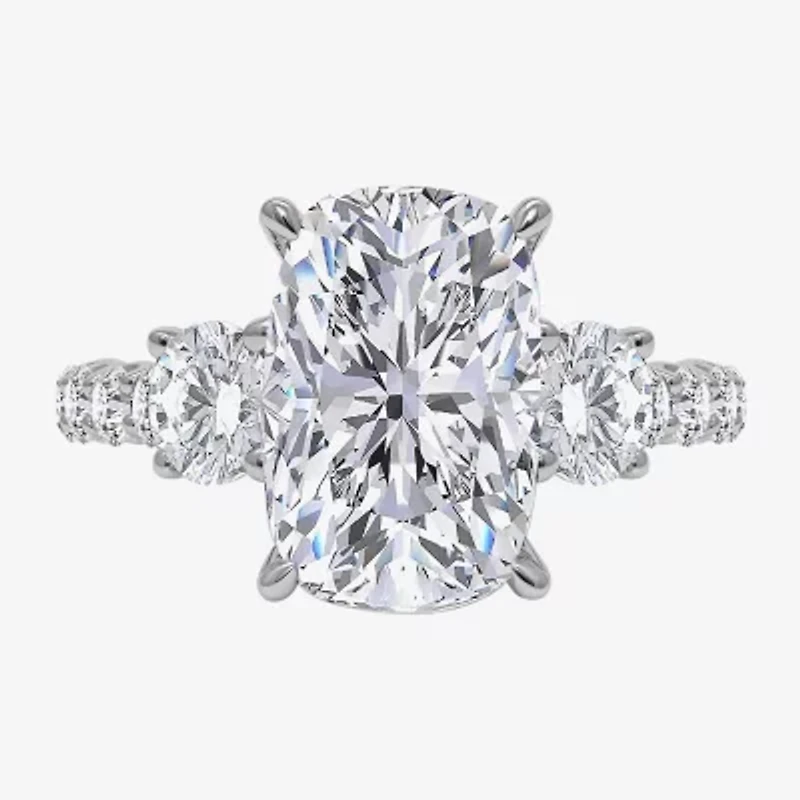 Signature By Modern Bride (I / Si2) Womens 6 3/8 Ct. T.W. Lab Grown White Diamond 14K Gold Cushion Side Stone Engagement Ring