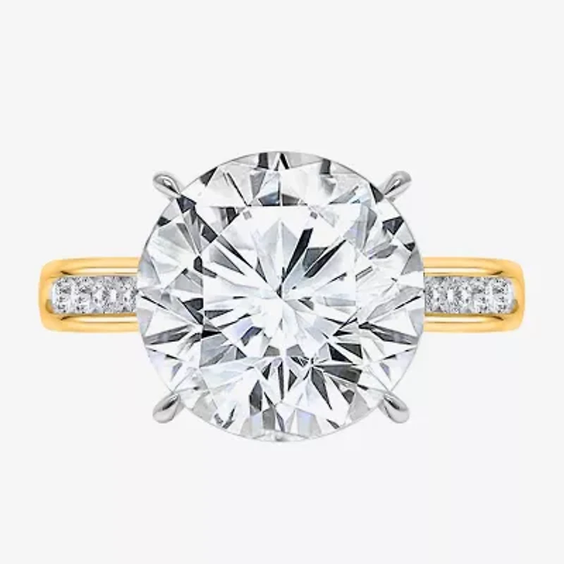 Signature By Modern Bride (I / Si2) Womens 6 1/4 Ct. T.W. Lab Grown White Diamond 14K Gold Round Side Stone Engagement Ring