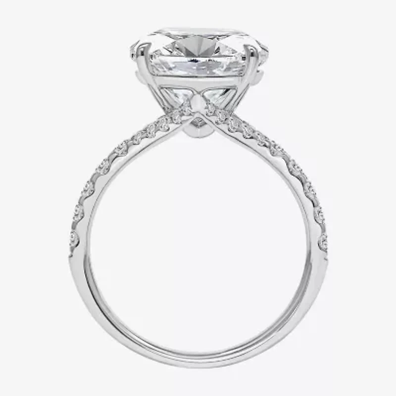 Signature By Modern Bride (I / Si2) Womens 6 1/2 Ct. T.W. Lab Grown White Diamond 14K Gold Oval Side Stone Engagement Ring