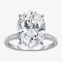 Signature By Modern Bride (I / Si2) Womens 6 1/2 Ct. T.W. Lab Grown White Diamond 14K Gold Oval Side Stone Engagement Ring