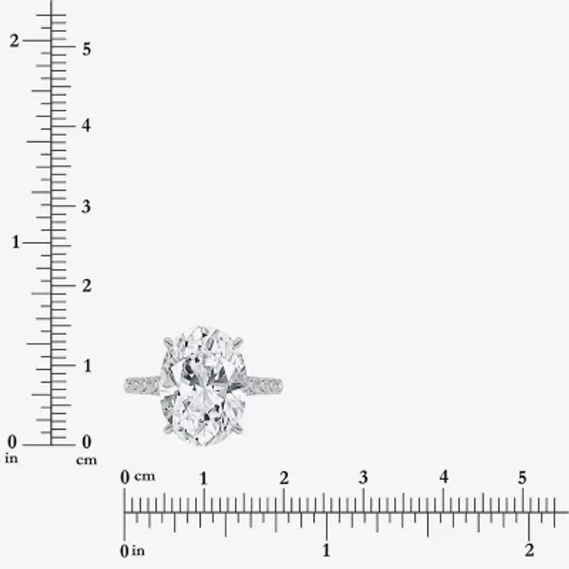 Signature By Modern Bride (I / Si2) Womens 6 1/2 Ct. T.W. Lab Grown White Diamond 14K Gold Oval Side Stone Engagement Ring