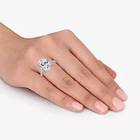 Signature By Modern Bride (I / Si2) Womens 6 1/2 Ct. T.W. Lab Grown White Diamond 14K Gold Oval Side Stone Engagement Ring