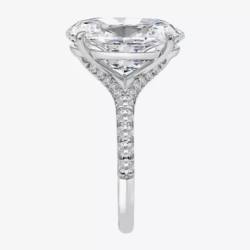 Signature By Modern Bride (I / Si2) Womens 6 1/2 Ct. T.W. Lab Grown White Diamond 14K Gold Oval Side Stone Engagement Ring