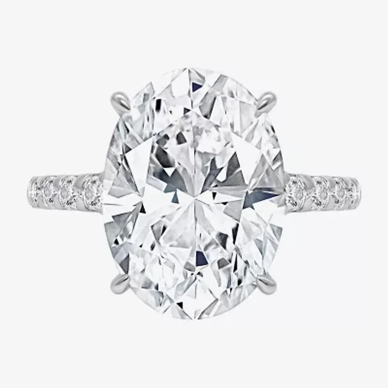 Signature By Modern Bride (I / Si2) Womens 6 1/2 Ct. T.W. Lab Grown White Diamond 14K Gold Oval Side Stone Engagement Ring